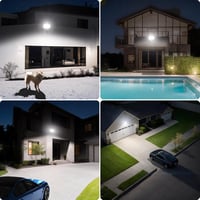 LAMLAMCK 50W LED Mozgásérzékelős Reflektor 5000LM 6500K Hideg Fehér IP66 Vízálló Kültéri Lámpa 2db 7