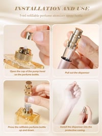 Recipient mini pentru parfum Lammcou, pulverizator portabil reîncărcabil, 5 ml, roz 7