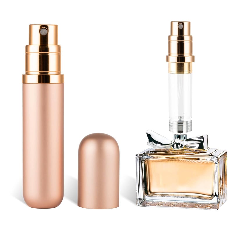 Recipient mini pentru parfum Lammcou, pulverizator portabil reîncărcabil, 5 ml, roz