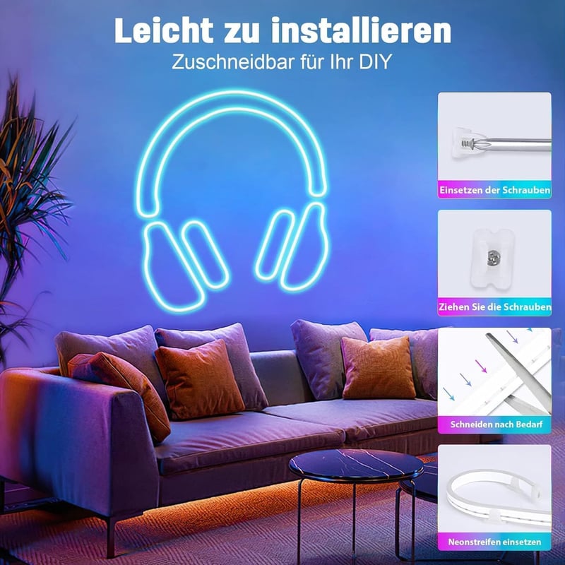 Lamomo RGB Neon LED szalag 20m távirányítóval, app vezérléssel, vízálló