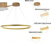 LAMPLAY Modern LED Függőlámpa 60cm Arany Gyűrű Dimmelhető Távirányítóval - 1 Ring-(60cm), Golden 6