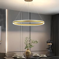 LAMPLAY Modern LED Függőlámpa 60cm Arany Gyűrű Dimmelhető Távirányítóval - 1 Ring-(60cm), Golden 9