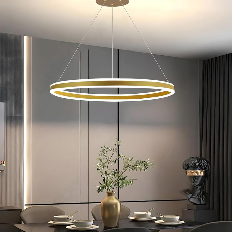 LAMPLAY Modern LED Függőlámpa 60cm Arany Gyűrű Dimmelhető Távirányítóval - 1 Ring-(60cm), Golden