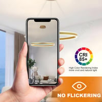 LAMPLAY Modern LED Függőlámpa 60cm Arany Gyűrű Dimmelhető Távirányítóval - 1 Ring-(60cm), Golden 3