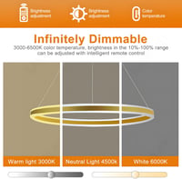 LAMPLAY Modern LED Függőlámpa 60cm Arany Gyűrű Dimmelhető Távirányítóval - 1 Ring-(60cm), Golden 5