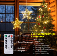 Lamptobe LED vianočná hviezda na okno 30 cm, batériová svetelná hviezda s diaľkovým ovládaním a časovačom, závesná vianočná dekorácia do interiéru 3