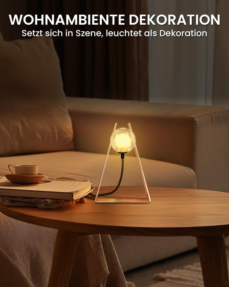 Lamptobe Minimalist Üveg Gömb Asztali Lámpa Dimmelhető Meleg Fénnyel