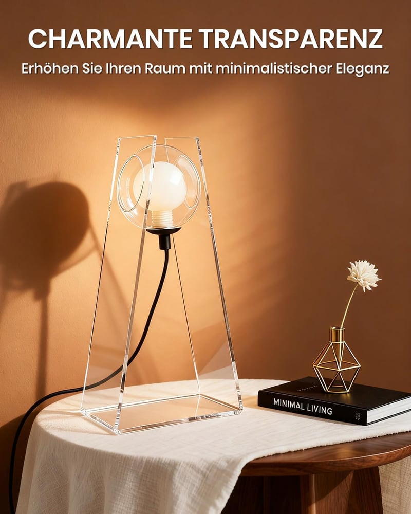 Lamptobe Minimalist Üveg Gömb Asztali Lámpa Dimmelhető Meleg Fénnyel