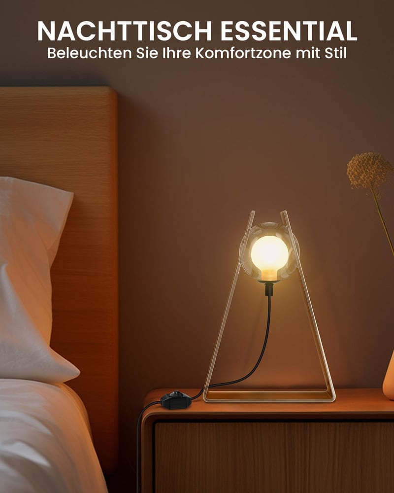 Lamptobe Minimalist Üveg Gömb Asztali Lámpa Dimmelhető Meleg Fénnyel