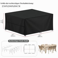 LAMUNI Ochranný obal na záhradný nábytok 250x200x80 cm, vodoodolná zimná plachta na stôl, stoličky a pohovku, materiál 420D Oxford, krycia plachta na záhradné sedenie 2