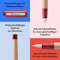 Plniace pero Lamy ABC s červeným lešteným oceľovým hrotom v danej šírke stopy 3