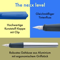 Stilou Lamy Nexx Blue pentru stângaci cu peniță din oțel (LH) și lățime de scriere M 4