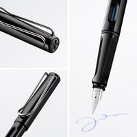 Plniace pero LAMY Safari s oceľovým hrotom veľkosti M a modrou bombičkou T10 – čierne 2