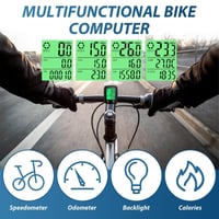 Ciclocomputer digital LANAFAY cu afișaj iluminat, vitezometru și odometru pentru bicicletă, rezistent la apă IPX6, 20 de funcții, butoane mari 2
