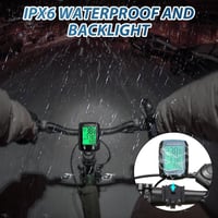 Ciclocomputer digital LANAFAY cu afișaj iluminat, vitezometru și odometru pentru bicicletă, rezistent la apă IPX6, 20 de funcții, butoane mari 4