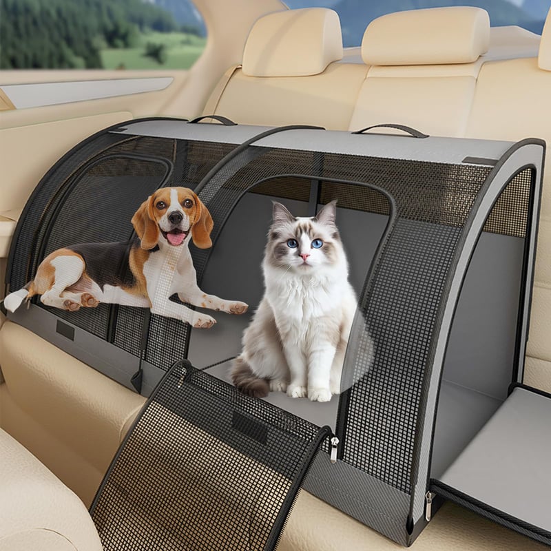 Cușcă pliabilă pentru animale de companie Lanbent, pentru 2 pisici sau câini de talie mică, impermeabilă, lavabilă, 100x50x50 cm, pentru călătorii și picnic