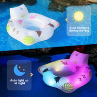 Fotoliu gonflabil pentru piscină LanBlu cu lumină solară care își schimbă culoarea, saltea-canapea impermeabilă pentru adulți cu 2 suporturi pentru pahare 2