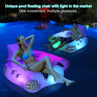 Fotoliu gonflabil pentru piscină LanBlu cu lumină solară care își schimbă culoarea, saltea-canapea impermeabilă pentru adulți cu 2 suporturi pentru pahare 3