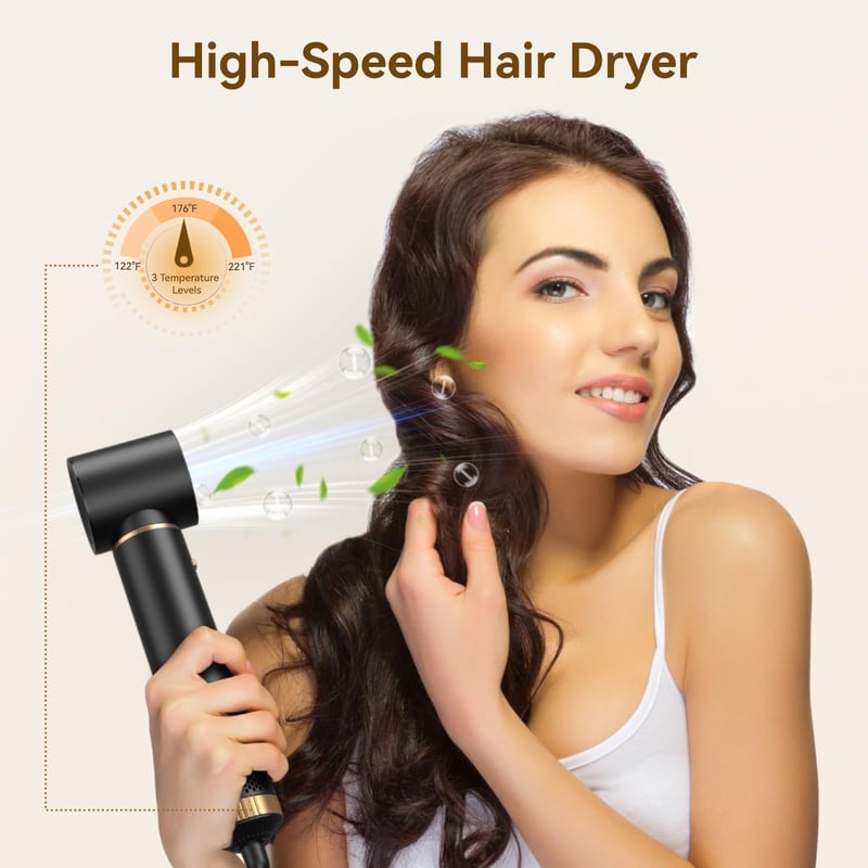 Lanboo 5 az 1-ben Airstyler szett 1000W - Hajszárító, Göndörítő, Egyenesítő