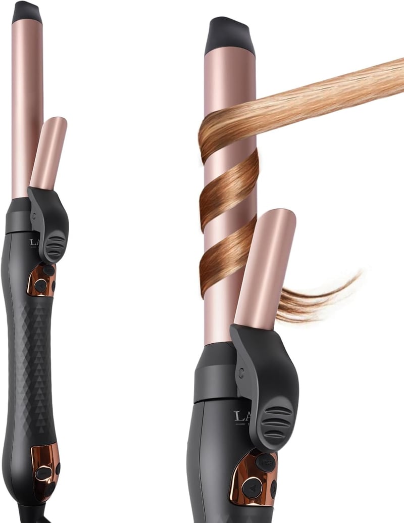 LANDOT Automata Forgó Hajgöndörítő 25mm - LCD Kijelzős Hajformázó 220°C-ig, Természetes Fürtök, Spirál Loknik és Beach Waves Készítéséhez