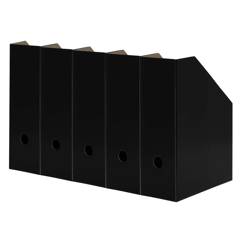 LANDRÉ Suport documente vertical A4, carton rezistent, lățime 10,5 cm, negru, 5 buc.