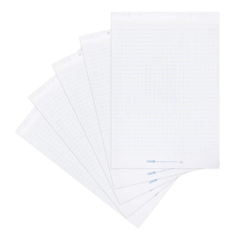 LANDRÉ Flipchart papier štvorčekový 20 listov/blok 6 dier 5 blokov/balenie