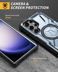Nárazuvzdorný kryt Lanhiem pre Samsung S23 Ultra 5G, 360-stupňový otočný stojan, modrý, vrátane 1 ochrannej fólie 4