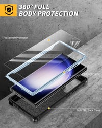 Nárazuvzdorný kryt Lanhiem pre Samsung S23 Ultra 5G, 360-stupňový otočný stojan, modrý, vrátane 1 ochrannej fólie 7