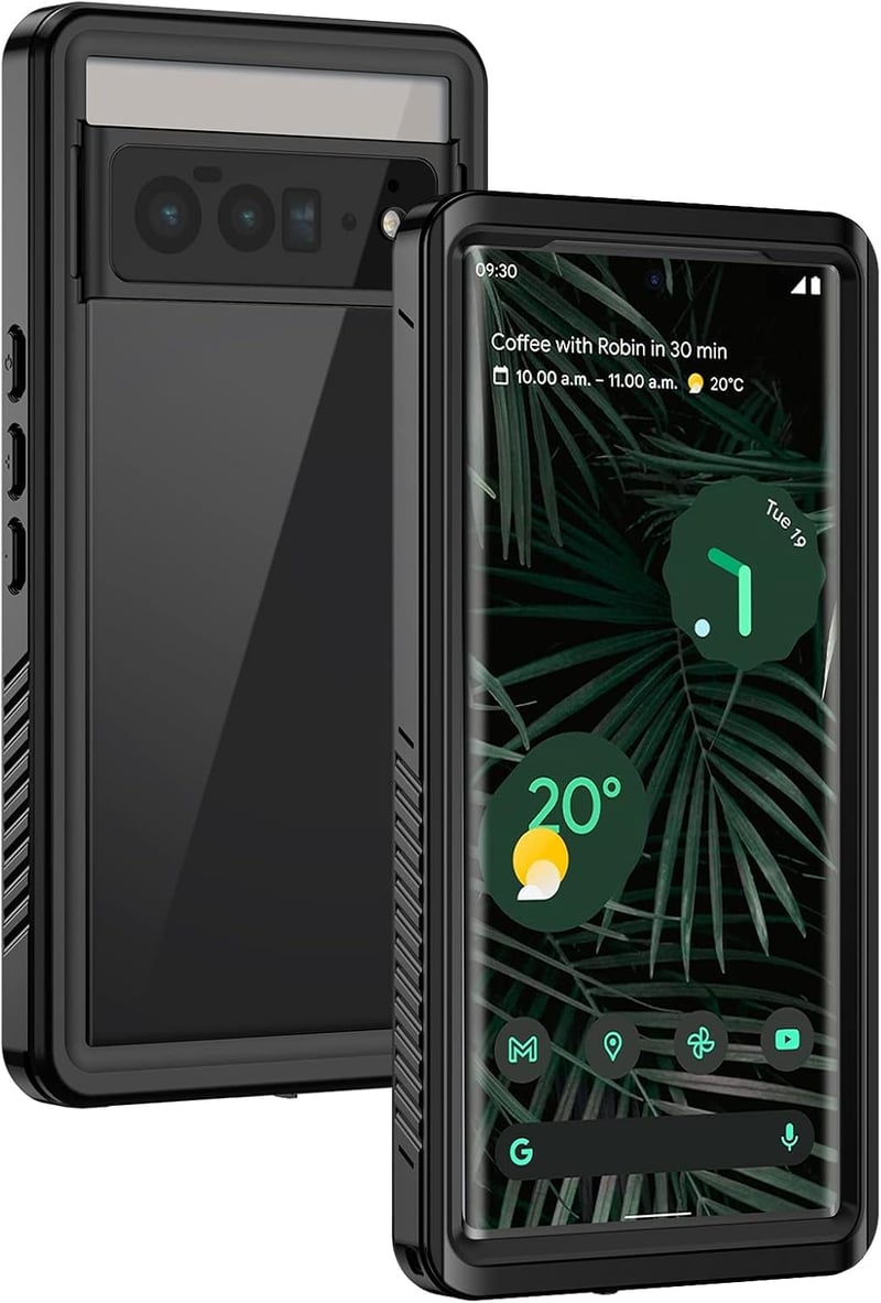 Husă rezistentă la apă Lanhiem pentru Google Pixel 6 Pro IP68, protecție 360°, cu folie de protecție ecran integrată - negru