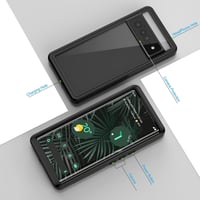 Husă rezistentă la apă Lanhiem pentru Google Pixel 6 Pro IP68, protecție 360°, cu folie de protecție ecran integrată - negru 6
