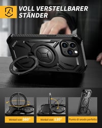 Lanhiem iPhone 11 Pro Max védőtok 360° gyűrűs tartóval és képernyővédővel, ütésálló fekete - iPhone 11 Pro Max, black 5