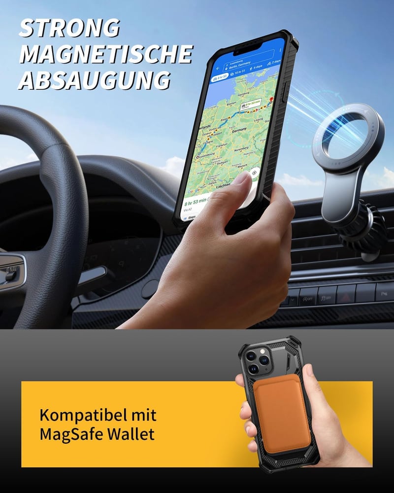 Lanhiem iPhone 11 Pro Max védőtok 360° gyűrűs tartóval és képernyővédővel, ütésálló fekete - iPhone 11 Pro Max, black