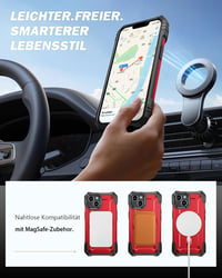 Lanhiem iPhone 13/14 Tok MagSafe Kompatibilis Ütésálló Piros Védőtok Üvegfóliával - iPhone 13 / 14, red 4