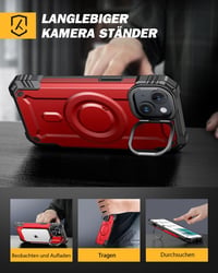 Lanhiem iPhone 13/14 Tok MagSafe Kompatibilis Ütésálló Piros Védőtok Üvegfóliával - iPhone 13 / 14, red 5