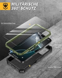 Lanhiem iPhone 16 Pro Max ütésálló tok 360° gyűrűs állvánnyal, 2 db fóliával - zöld 6