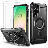 Puzdro Lanhiem pre Samsung Galaxy A56 5G, kompatibilné s MagSafe, magnetický nárazuvzdorný kryt s držiakom fotoaparátu, čierne 1