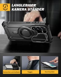 Puzdro Lanhiem pre Samsung Galaxy A56 5G, kompatibilné s MagSafe, magnetický nárazuvzdorný kryt s držiakom fotoaparátu, čierne 5