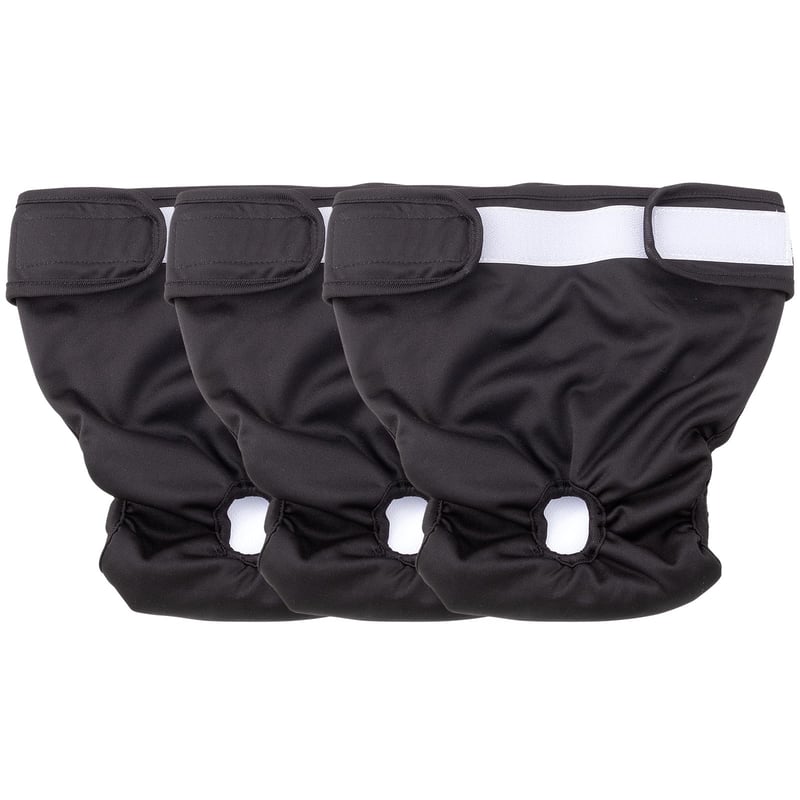 Lanjue 3 bucăți Scutece reutilizabile pentru cățelușe, chiloți lavabili pentru perioada de călduri, negru, mărimea M (40-50 cm), pentru incontinență și utilizare prelungită