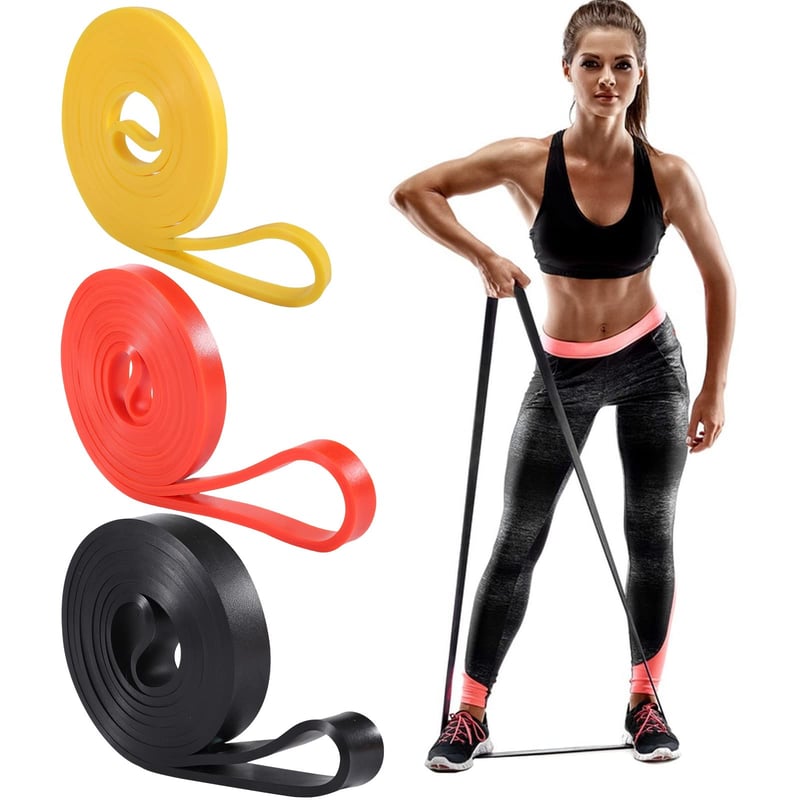 Lanjue Fitness Súprava odporových gúm 3 ks, 3 veľkosti, posilňovacie gumy na zhyby, silový tréning, jóga, powerlifting, červená, čierna, žltá