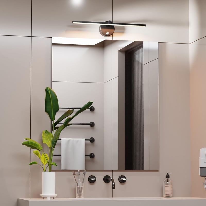 Lampă LED pentru oglinda de baie LANMOU 41 cm, negru, IP44, variator tactil
