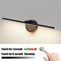 Lampă LED pentru oglinda de baie LANMOU 41 cm, negru, IP44, variator tactil 3