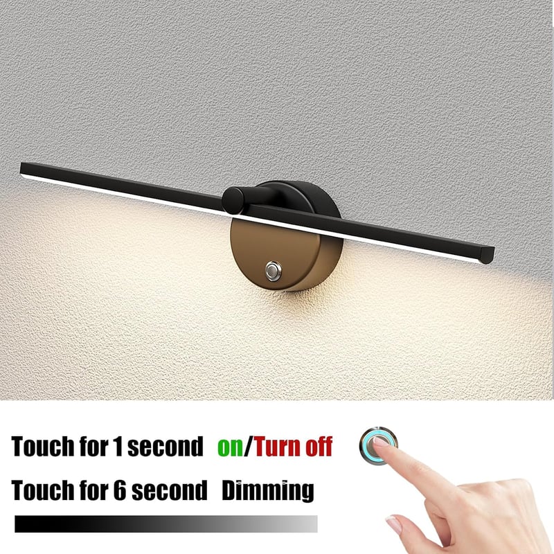 Lampă LED pentru oglinda de baie LANMOU 41 cm, negru, IP44, variator tactil