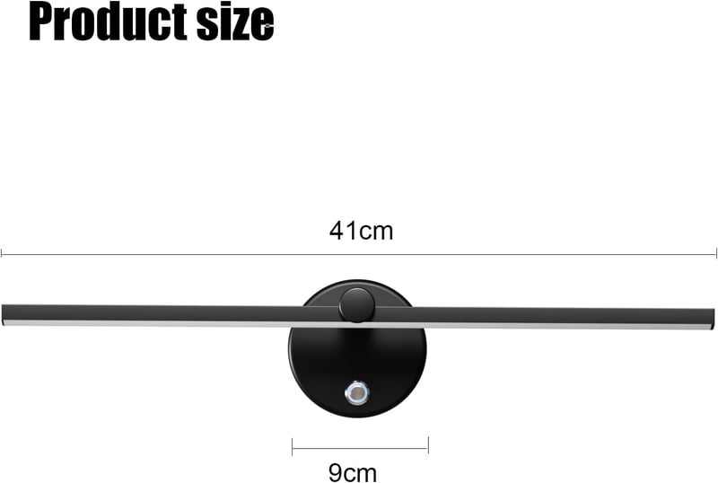 Lampă LED pentru oglinda de baie LANMOU 41 cm, negru, IP44, variator tactil