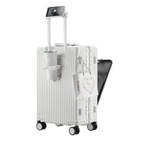 Valiză de cabină LANMOU cu cadru din aluminiu și carcasă rigidă, 20", cu port USB, suport de pahar, valiză de călătorie cu 4 roți și încuietoare TSA, 56 cm, Albă 1