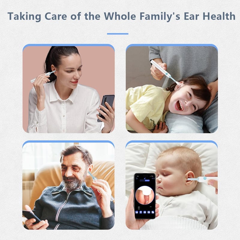 LANMOU Fülzsír Eltávolító Otoszkóp Kamerával, 1080P HD Fültisztító 6 LED Világítással, 4 Szilikon Kanállal, IP67 Vízálló iPhone Android iPad