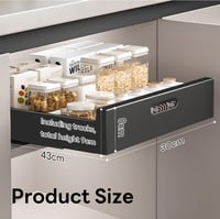 LANMOU kihúzható teleszkópos fiók konyhaszekrényhez ragasztásos fúrás nélkül csillapítós fekete inox extendálható 43 x 30 x 8 cm 4
