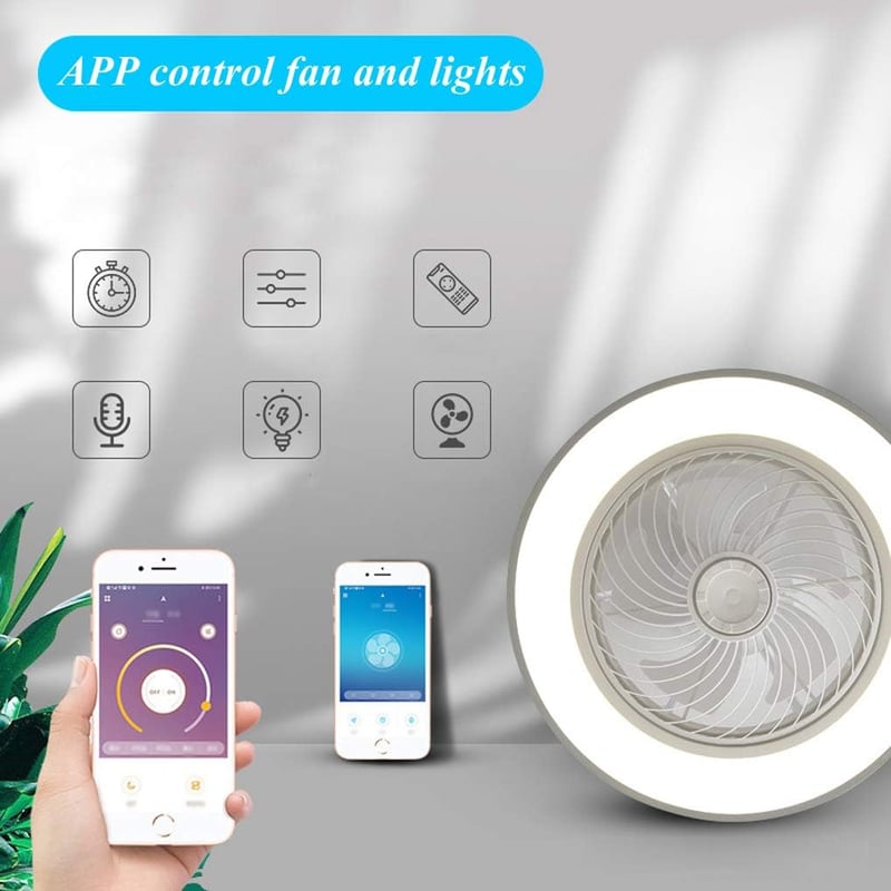LANMOU Modern Mennyezeti Ventilátor Lámpával, Távirányítós LED Dimmelhető Szürke