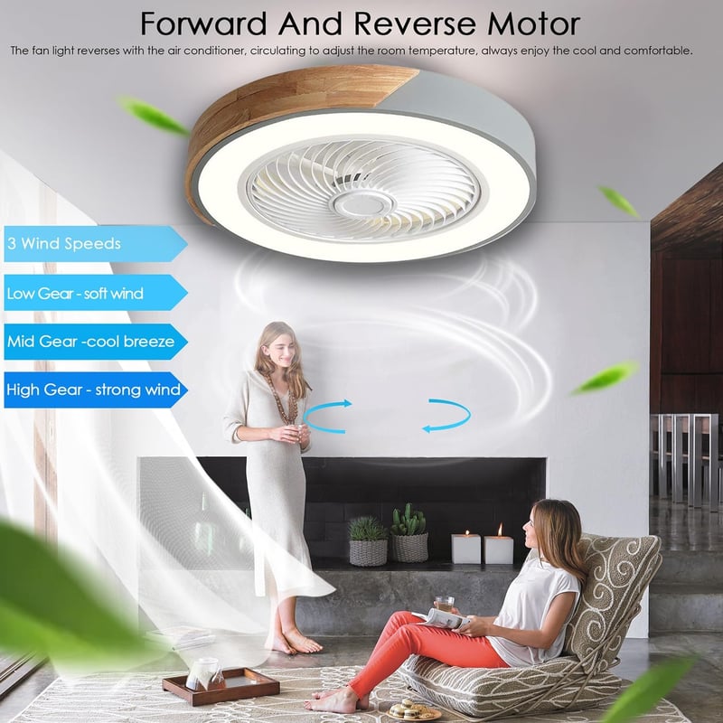 LANMOU Modern Mennyezeti Ventilátor Lámpával, Távirányítós LED Dimmelhető Szürke
