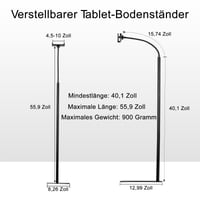 Stojan na tablet LanPavilion na podlahu, s flexibilným husím krkom, otočný o 360 stupňov, pre iPad, Samsung, Kindle a telefóny s uhlopriečkou 4,7 – 13 palcov, na používanie bez pomoci rúk 6