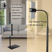 Stojan na tablet LanPavilion na podlahu, s flexibilným husím krkom, otočný o 360 stupňov, pre iPad, Samsung, Kindle a telefóny s uhlopriečkou 4,7 – 13 palcov, na používanie bez pomoci rúk 8